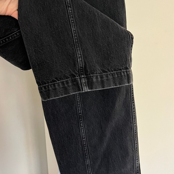Madewell Black Wide Leg Pleated Denim Trouser Jeans Women's Size 26 - Picture 7 of 9
